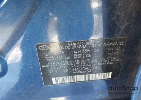 2016 Hyundai Elantra Value Edition из США, поврежденный, VIN 5NPDH4AEXGH680918